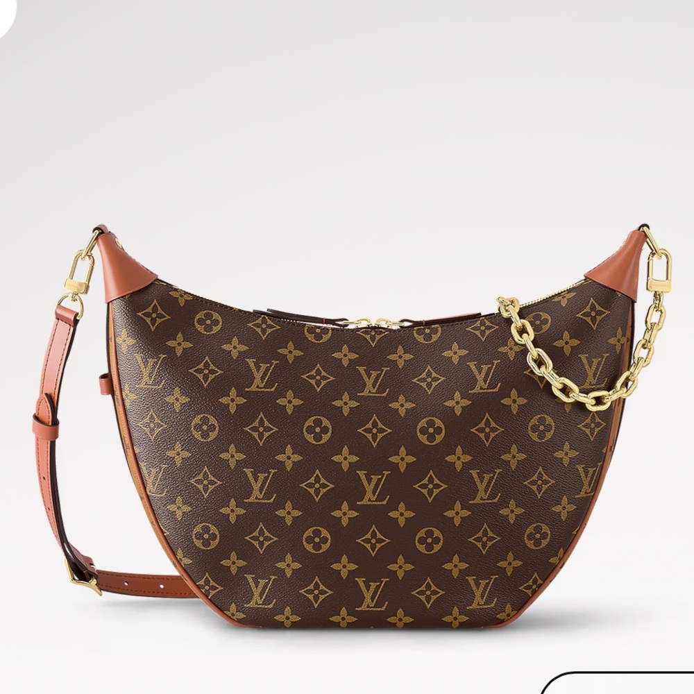 Louis Vuitton Brown Monogram Hobo Bag with Gold Chain
